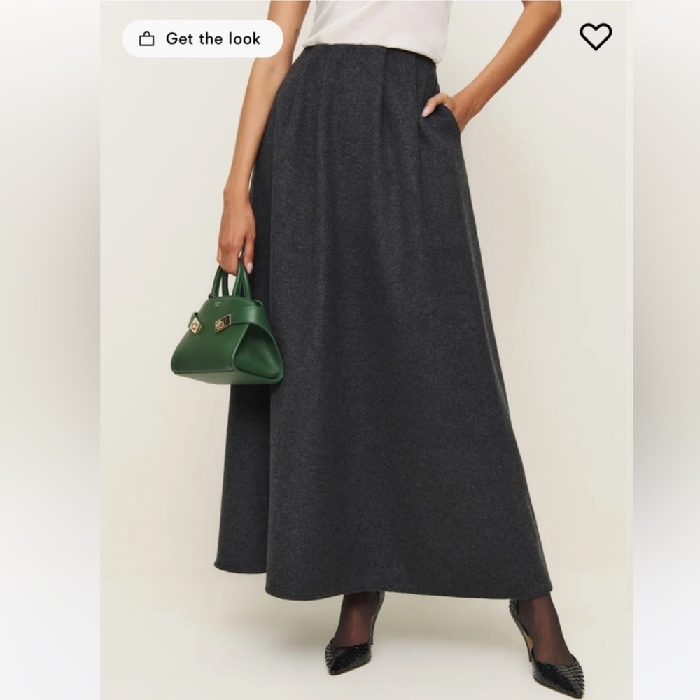NWT Reformation Lucy Charcoal Maxi Wool Blend Skirt Size 8